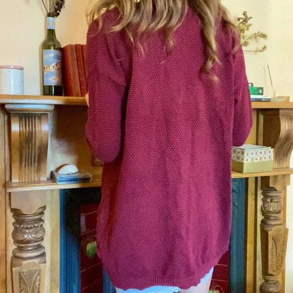 Burgundy Oversized Cardigan - Picture 2 of 4